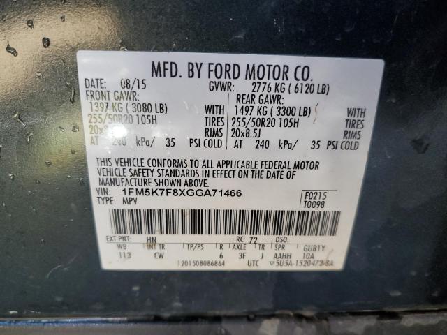 Photo 14 from auction – 2016 FORD EXPLORER L with VIN 1FM5K7F8XGGA71466