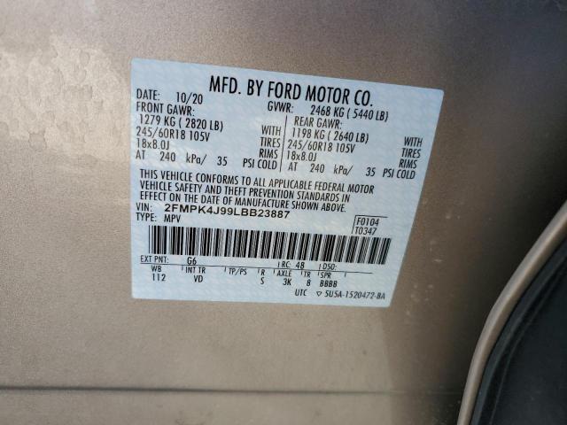 Photo 14 from auction – 2020 FORD EDGE SEL with VIN 2FMPK4J99LBB23887