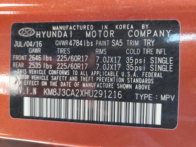 Photo 14 from auction – 2017 HYUNDAI TUCSON LIM with VIN KM8J3CA2XHU291216
