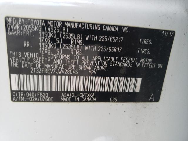 Photo 14 from auction – 2018 TOYOTA RAV4 LE with VIN 2T3ZFREV7JW428045