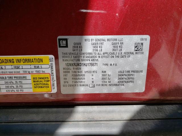 Photo 14 from auction – 2017 CHEVROLET TRAVERSE P with VIN 1GNKRJKD1HJ176671