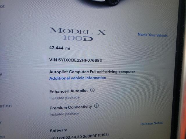 Photo 9 from auction – 2017 TESLA MODEL X with VIN 5YJXCBE22HF076683
