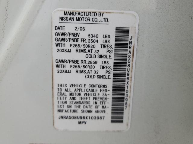 Photo 14 from auction – 2006 INFINITI FX35 with VIN JNRAS08U96X103987