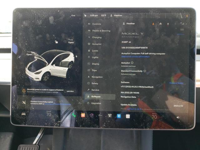 Photo 12 from auction – 2021 TESLA MODEL Y with VIN 5YJYGDED6MF109670