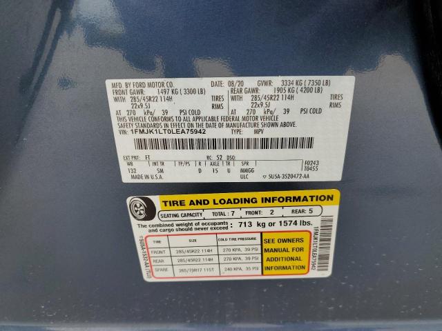 Photo 14 from auction – 2020 FORD EXPEDITION with VIN 1FMJK1LT0LEA75942