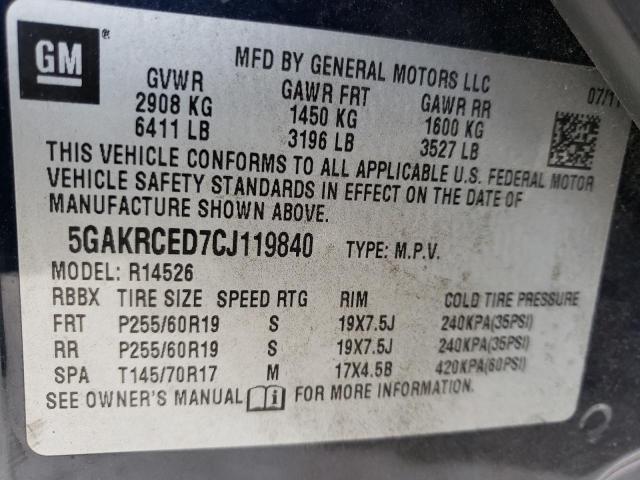 Photo 14 from auction – 2012 BUICK ENCLAVE with VIN 5GAKRCED7CJ119840
