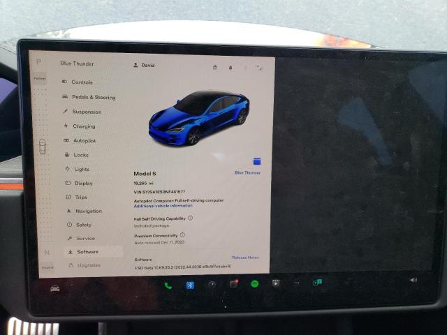 Photo 9 from auction – 2022 TESLA MODEL S with VIN 5YJSA1E50NF461577