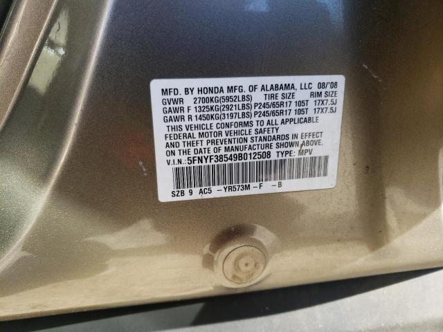 Photo 14 from auction – 2009 HONDA PILOT EXL with VIN 5FNYF38549B012508