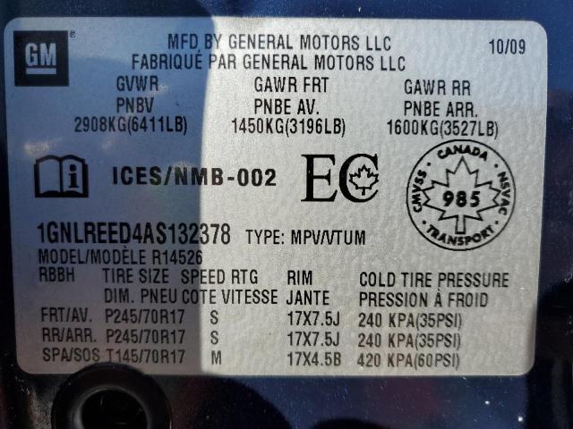 Photo 14 from auction – 2010 CHEVROLET TRAVERSE L with VIN 1GNLREED4AS132378