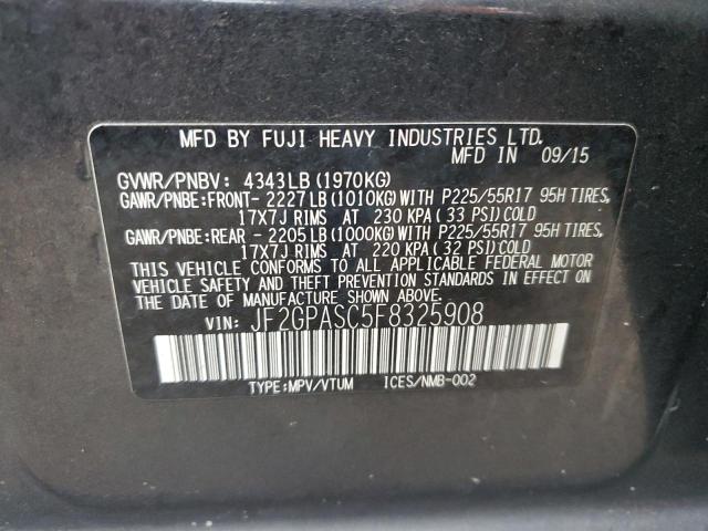 Photo 14 from auction – 2015 SUBARU XV CROSSTR with VIN JF2GPASC5F8325908