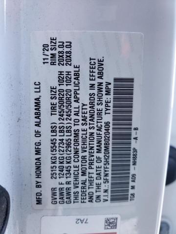 Photo 14 from auction – 2021 HONDA PILOT SE with VIN 5FNYF5H20MB020406