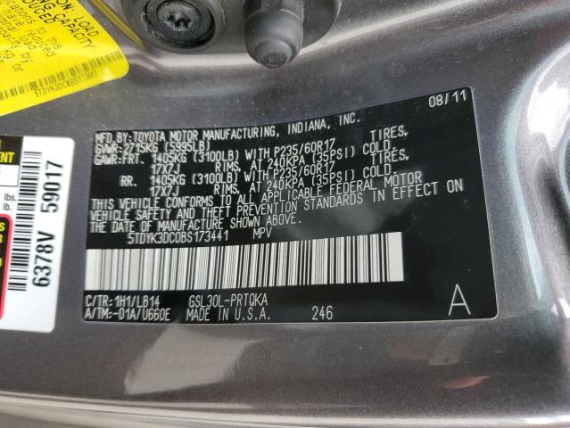 Photo 14 from auction – 2011 TOYOTA SIENNA XLE with VIN 5TDYK3DC0BS173441