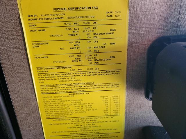 Photo 10 from auction – 2015 FREIGHTLINER CHASSIS XC with VIN 4UZACGCY0FCGX5004