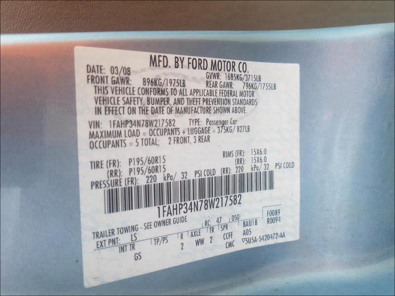 Photo 10 from auction – 2008 FORD FOCUS S/SE with VIN 1FAHP34N78W217582