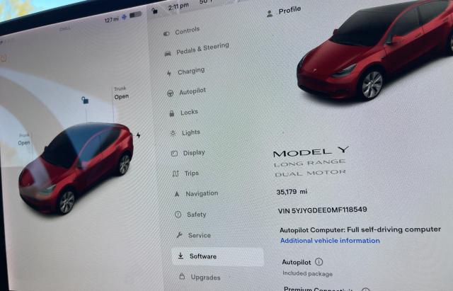 Photo 8 from auction – 2021 TESLA MODEL Y with VIN 5YJYGDEE0MF118549