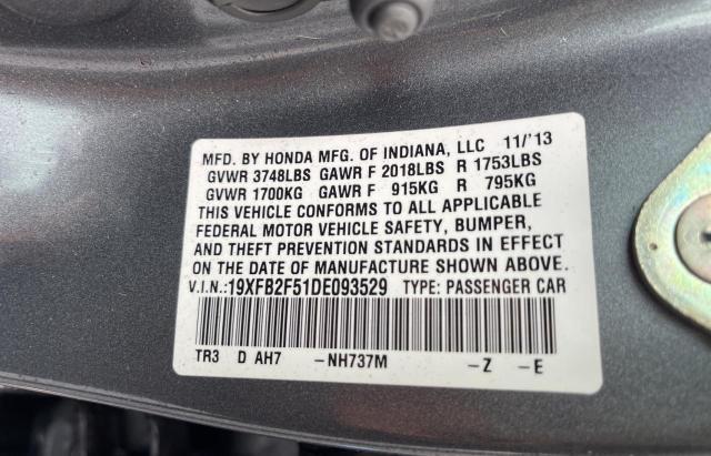 Photo 10 from auction – 2013 HONDA CIVIC LX with VIN 19XFB2F51DE093529