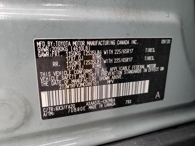 Photo 14 from auction – 2021 TOYOTA RAV4 XLE with VIN 2T3W1RFV3MC086101