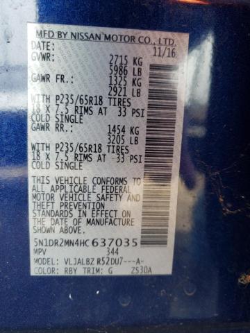 Photo 14 from auction – 2017 NISSAN PATHFINDER with VIN 5N1DR2MN4HC637035