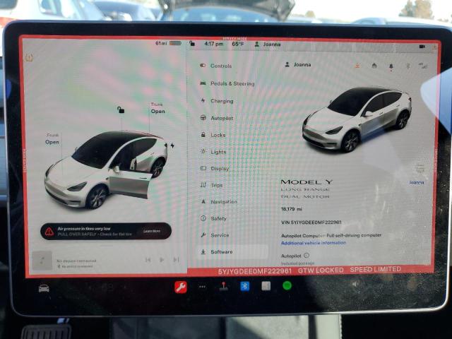 Photo 9 from auction – 2021 TESLA MODEL Y with VIN 5YJYGDEE0MF222961