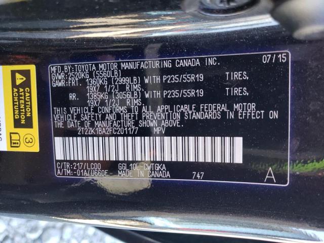Photo 14 from auction – 2015 LEXUS RX 350 with VIN 2T2ZK1BA2FC201177