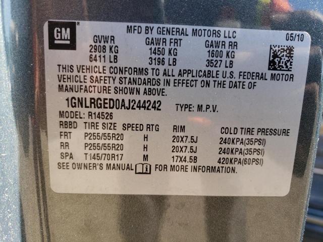 Photo 14 from auction – 2010 CHEVROLET TRAVERSE L with VIN 1GNLRGED0AJ244242