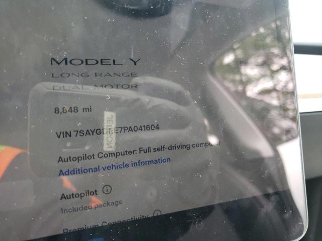 Photo 9 from auction – 2023 TESLA MODEL Y with VIN 7SAYGDEE7PA041604