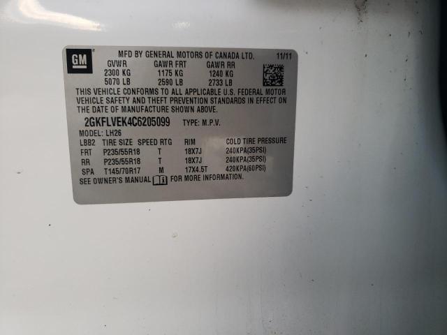 Photo 14 from auction – 2012 GMC TERRAIN SL with VIN 2GKFLVEK4C6205099