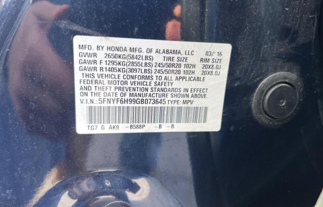 Photo 10 from auction – 2016 HONDA PILOT TOUR with VIN 5FNYF6H99GB073645