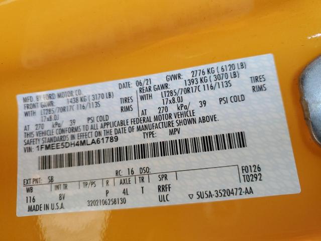 Photo 14 from auction – 2021 FORD BRONCO BAS with VIN 1FMEE5DH4MLA61789