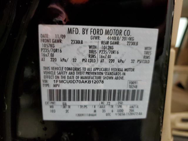 Photo 14 from auction – 2010 FORD ESCAPE XLT with VIN 1FMCU0D70AKB12078