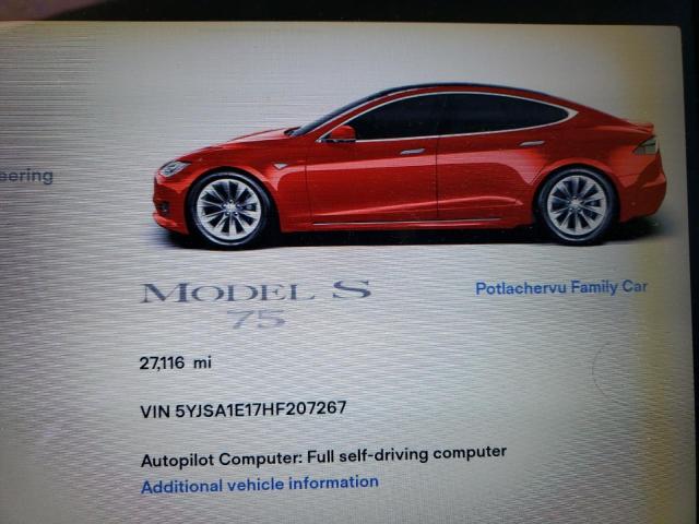 Photo 9 from auction – 2017 TESLA MODEL S with VIN 5YJSA1E17HF207267