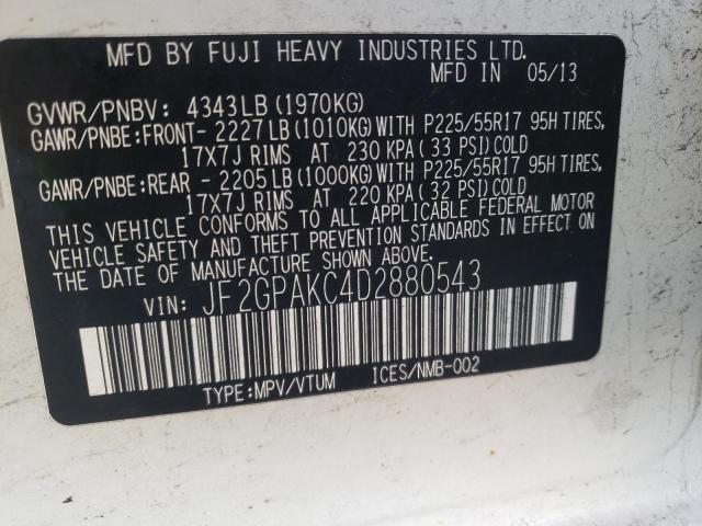 Photo 14 from auction – 2013 SUBARU XV CROSSTR with VIN JF2GPAKC4D2880543