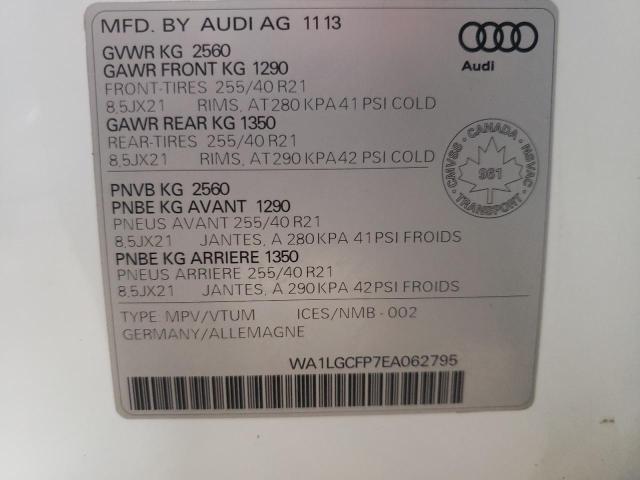 Photo 14 from auction – 2014 AUDI Q5 PREMIUM with VIN WA1LGCFP7EA062795