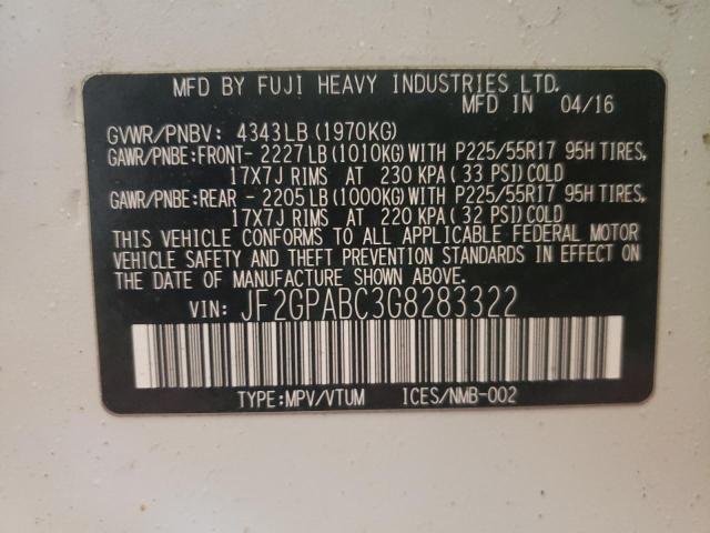 Photo 14 from auction – 2016 SUBARU CROSSTREK with VIN JF2GPABC3G8283322