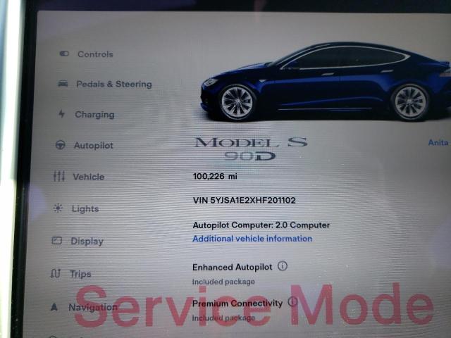 Photo 9 from auction – 2017 TESLA MODEL S with VIN 5YJSA1E2XHF201102