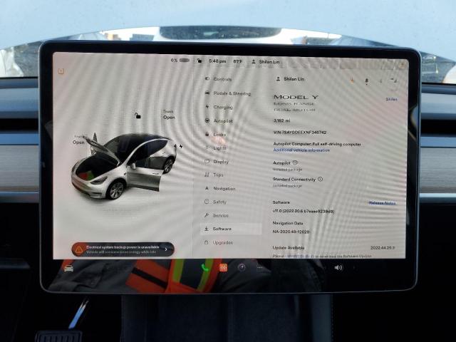 Photo 9 from auction – 2022 TESLA MODEL Y with VIN 7SAYGDEEXNF346742