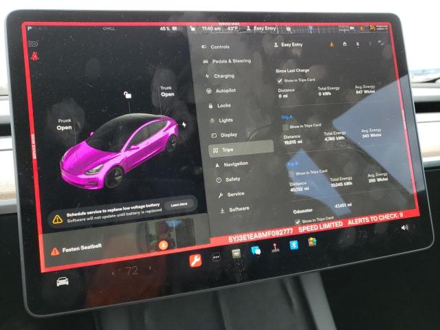 Photo 9 from auction – 2021 TESLA MODEL 3 with VIN 5YJ3E1EA8MF092777