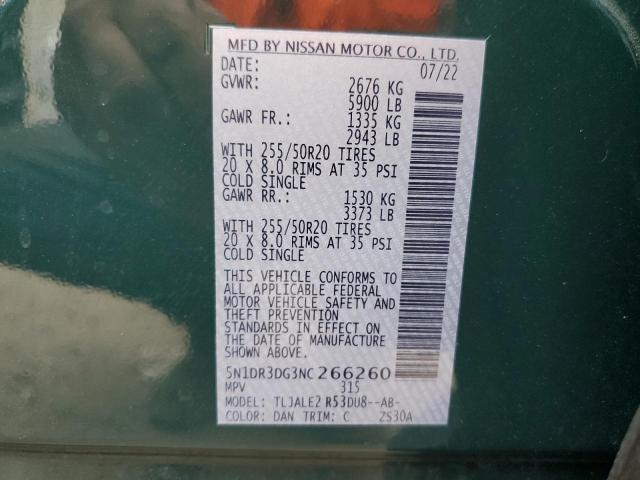 Photo 14 from auction – 2022 NISSAN PATHFINDER with VIN 5N1DR3DG3NC266260