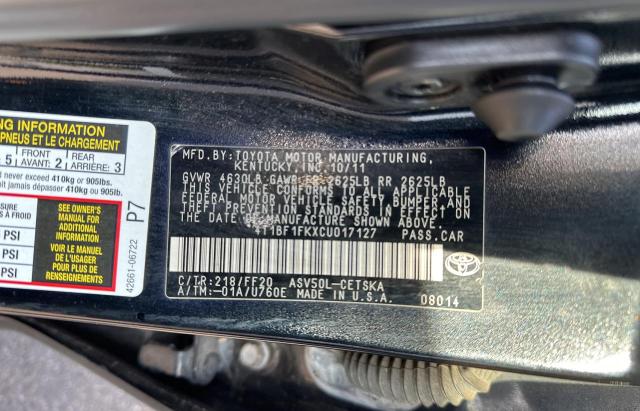Photo 10 from auction – 2012 TOYOTA CAMRY BASE with VIN 4T1BF1FKXCU017127