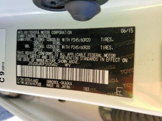 Photo 14 from auction – 2015 TOYOTA 4RUNNER SR with VIN JTEZU5JR7F5105602