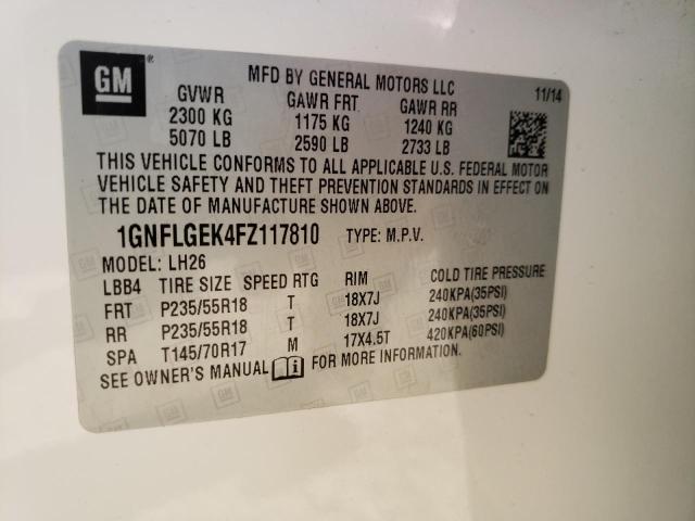 Photo 14 from auction – 2015 CHEVROLET EQUINOX LT with VIN 1GNFLGEK4FZ117810