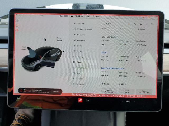 Photo 9 from auction – 2021 TESLA MODEL 3 with VIN 5YJ3E1EB7MF046253