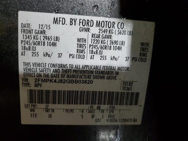 Photo 14 from auction – 2016 FORD EDGE SEL with VIN 2FMPK4J82GBB03820
