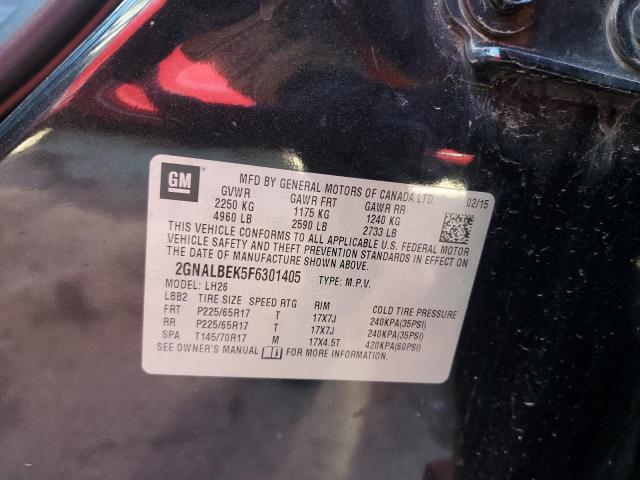 Photo 14 from auction – 2015 CHEVROLET EQUINOX LT with VIN 2GNALBEK5F6301405