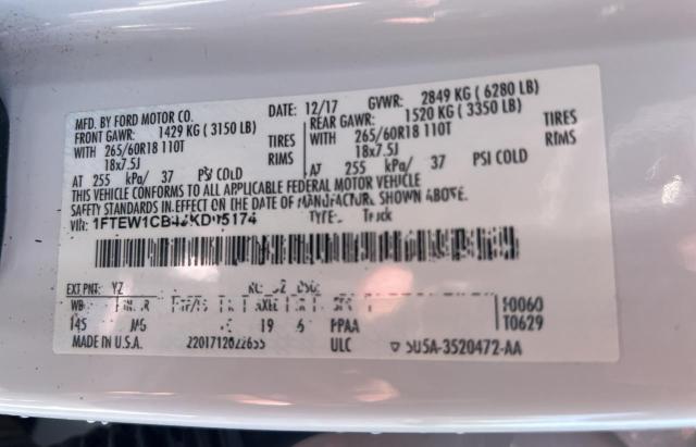 Photo 10 from auction – 2018 FORD F150 SUPER with VIN 1FTEW1CB4JKD05174