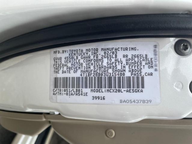 Photo 10 from auction – 2003 TOYOTA AVALON XL with VIN 4T1BF28B03U315480