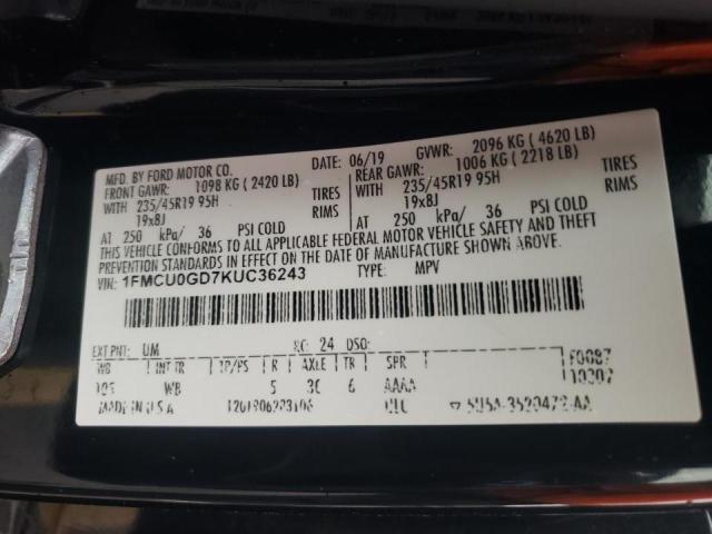 Photo 14 from auction – 2019 FORD ESCAPE SE with VIN 1FMCU0GD7KUC36243