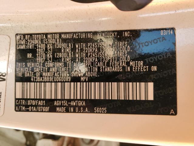 Photo 14 from auction – 2014 TOYOTA VENZA LE with VIN 4T3BA3BB9EU060089