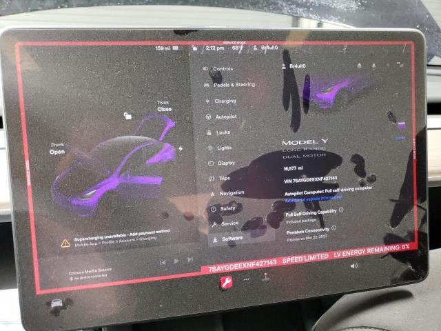 Photo 9 from auction – 2022 TESLA MODEL Y with VIN 7SAYGDEEXNF427143