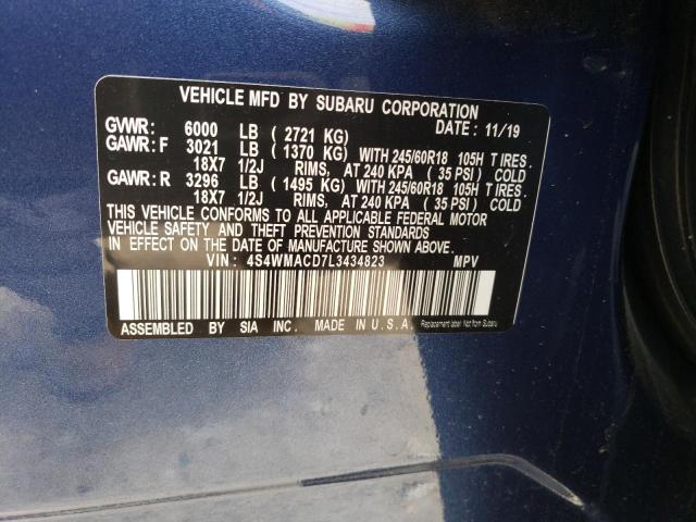 Photo 14 from auction – 2020 SUBARU ASCENT PRE with VIN 4S4WMACD7L3434823